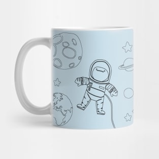 Lil' Cartoon Spaceman Chibi Astronaut Lineart Mug